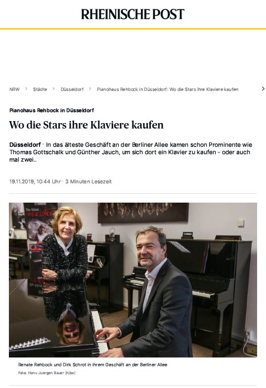 Zeitungsartikel der Rheinischen Post über das Pianohaus Rehbock